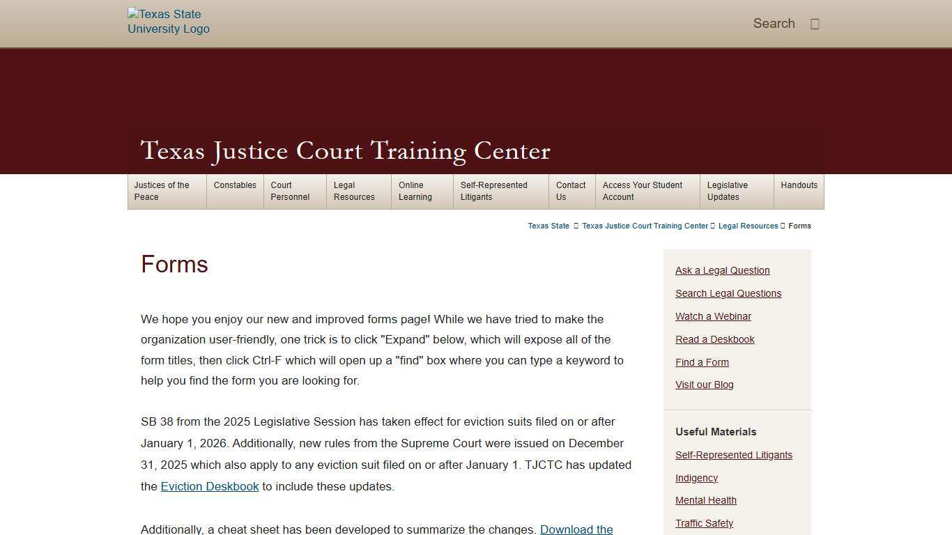 Forms : Texas Justice Court Training Center : Texas State University