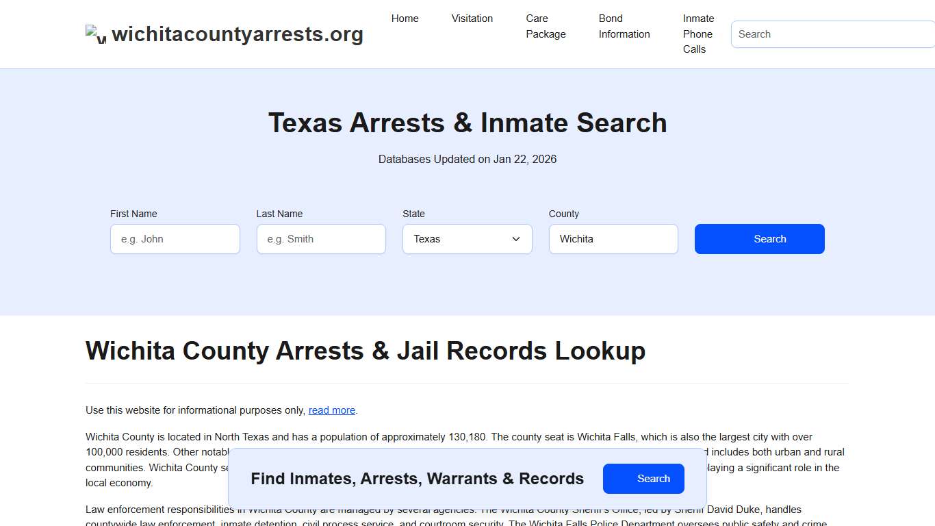 Wichita County, TX Arrests, Warrants, Police Records Search